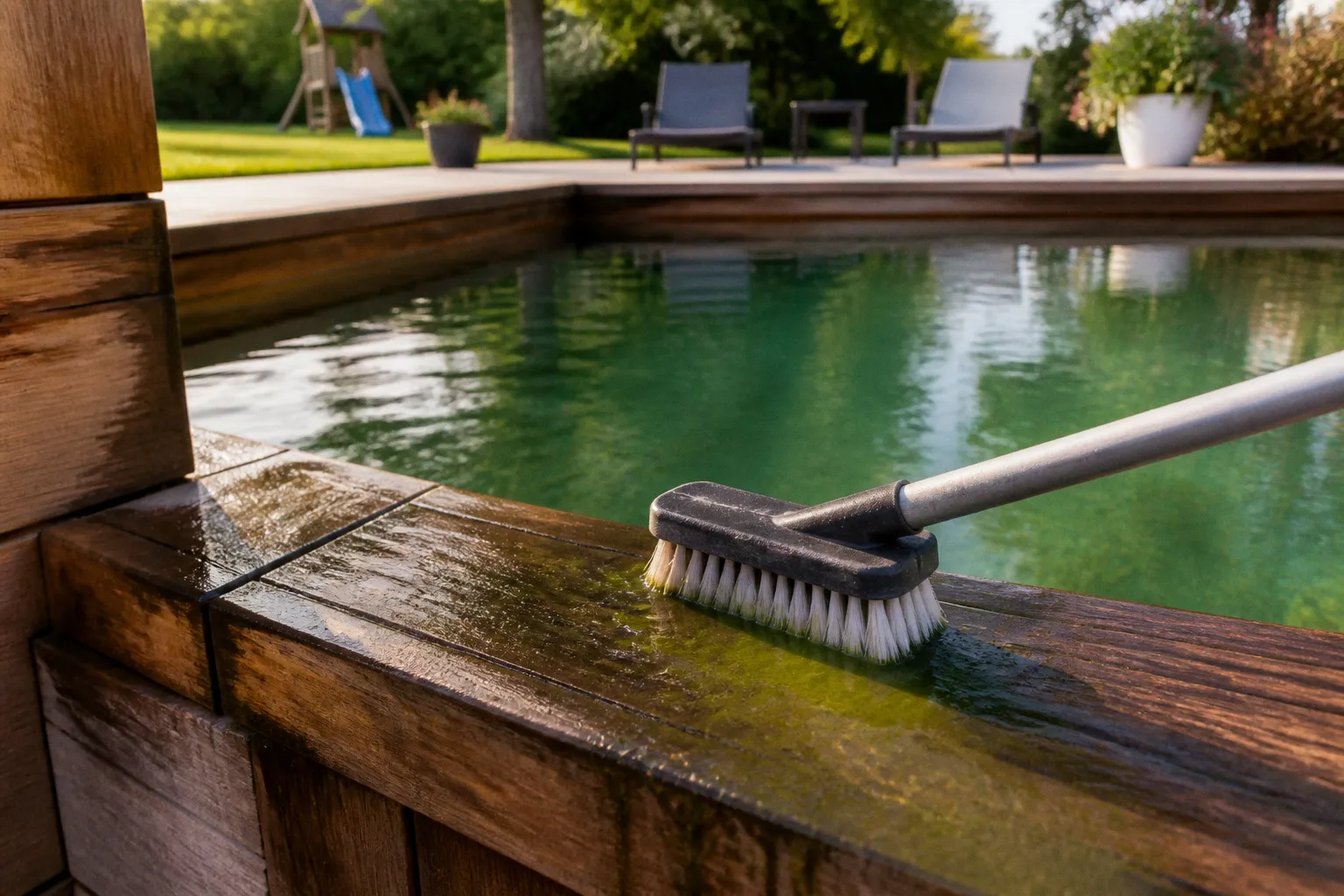 Algues sur piscine en bois : les étapes pour purifier le bassin