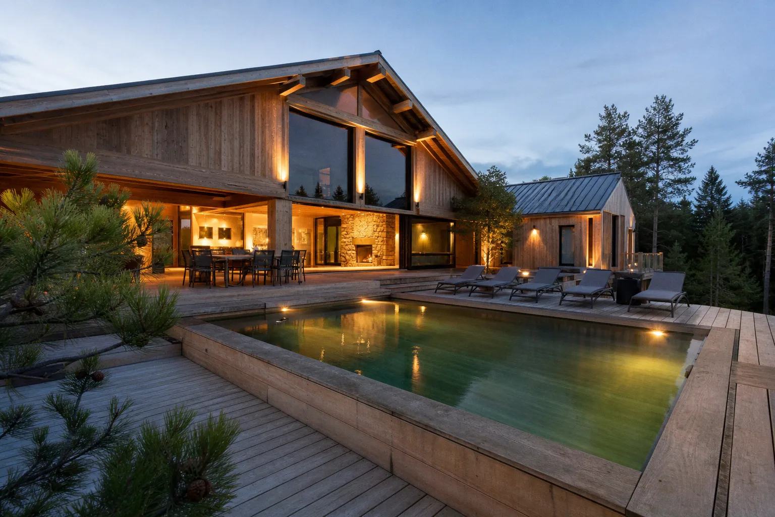 Immersion dans le chalet La Forêt Boréale : l'harmonie entre bois et piscine