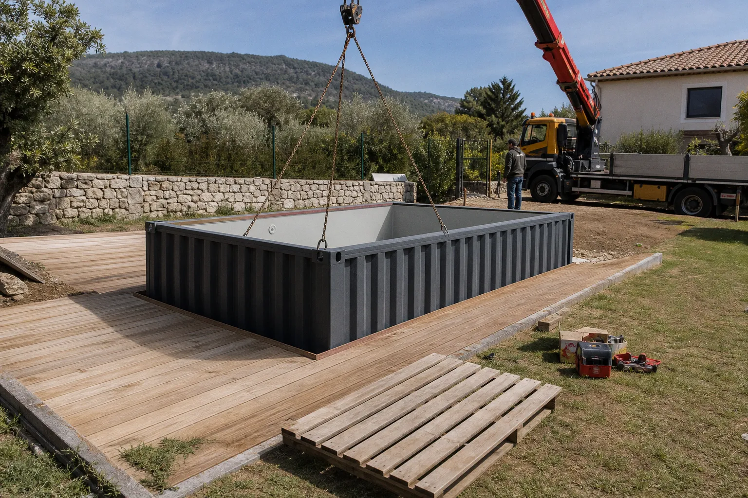 Piscine container : les coulisses d'une installation rapide en trois semaines