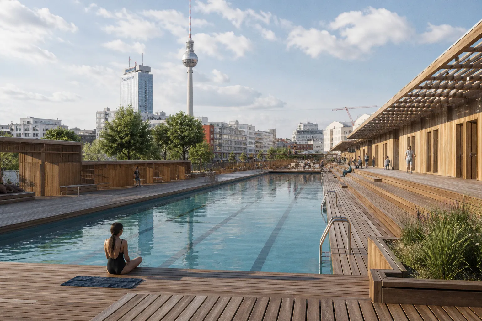 Piscine urbaine de 100 mètres à Berlin : l'audacieux projet de Kinzo Architekten