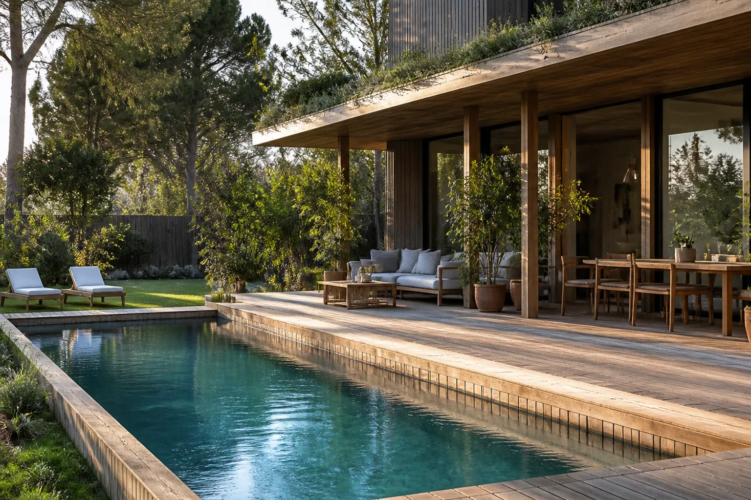 Piscines en bois et terrasses : les leçons de design de Robert Downey Jr.