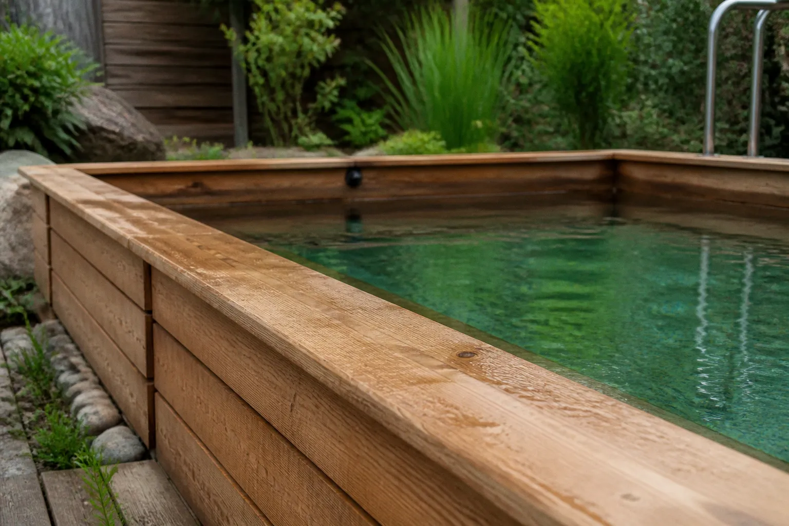 Piscines en bois massif sans liner : l'art de concevoir un bassin compact et naturel