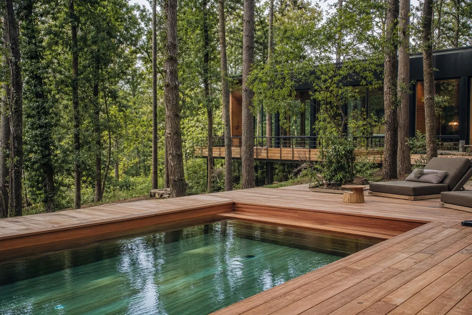 Piscines en bois massif : concevoir un bassin durable sans liner